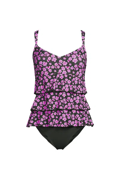 Lands' End Women's Plus Size Ruffle Fauxkini One Piece Swimsuit In Blue
