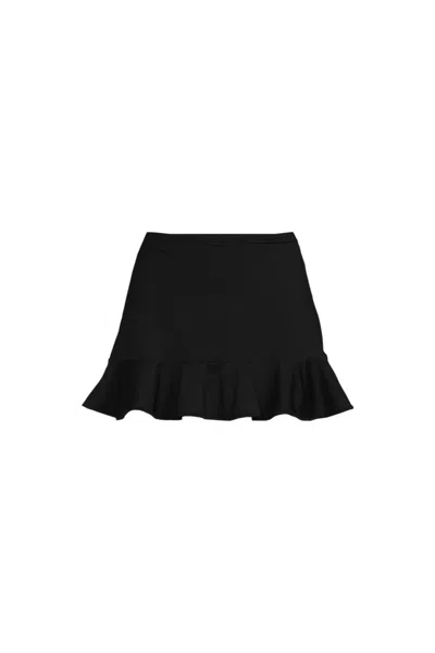 Lands' End Women's Plus Size Ruffle Hem Mini Swim Skirt In Black
