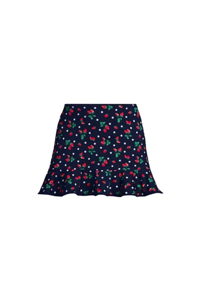 Lands' End Women's Plus Size Ruffle Hem Mini Swim Skirt In Blue