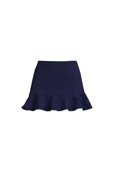 Lands' End Women's Plus Size Ruffle Hem Mini Swim Skirt In Blue