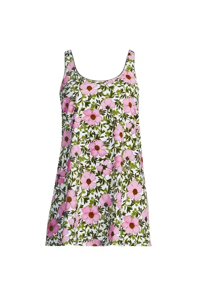 Lands' End Scoop Neck Mini Swim Dress One Piece Swimsuit In Multi