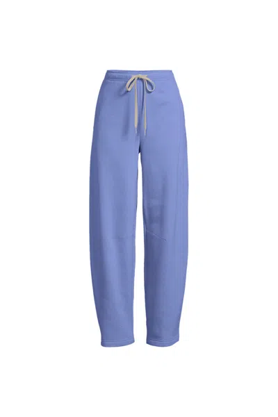 Lands' End Women's Plus Size Serious Sweats High Rise Barrel Pants In Blue