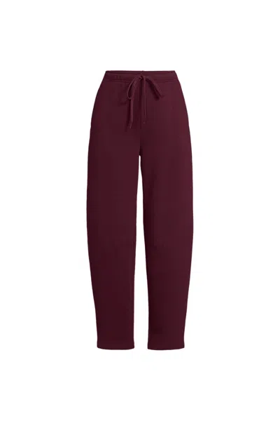 Lands' End Women's Plus Size Serious Sweats High Rise Barrel Pants In Red