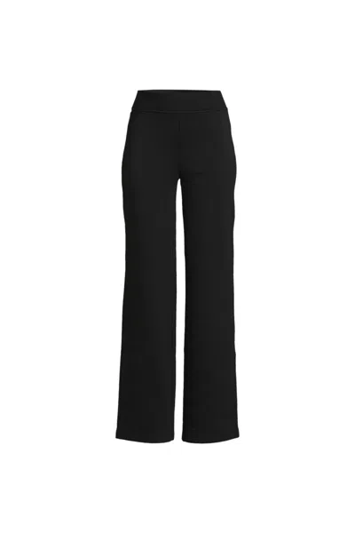 Lands' End Women's Plus Size Serious Sweats High Rise Fleece Lined Straight Leg Pants In Black
