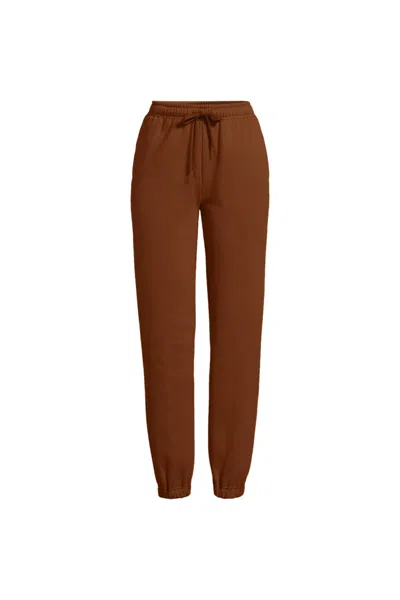 Lands' End Women's Plus Size Serious Sweats High Rise Jogger Pants - Set Bottom In Brown