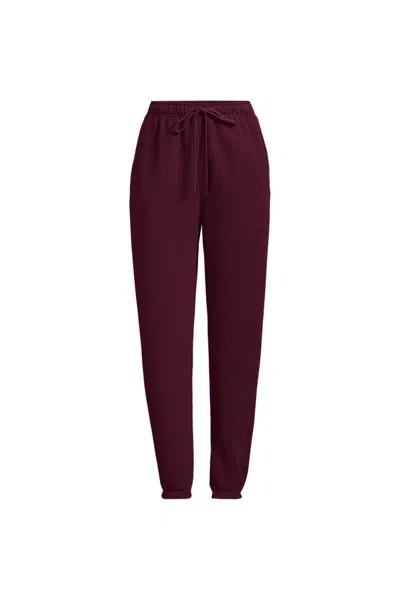 Lands' End Women's Plus Size Serious Sweats High Rise Jogger Pants - Set Bottom In Red