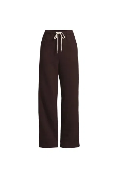Lands' End Women's Plus Size Serious Sweats High Rise Relaxed Straight Leg Pants - Set Bottom In Brown