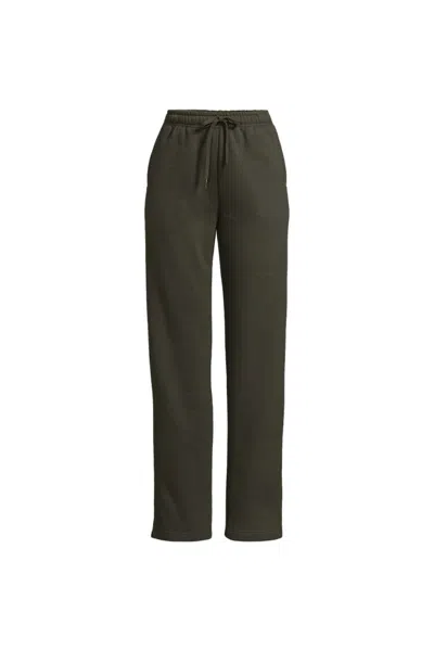 Lands' End Women's Plus Size Serious Sweats High Rise Relaxed Straight Leg Pants - Set Bottom In Brown