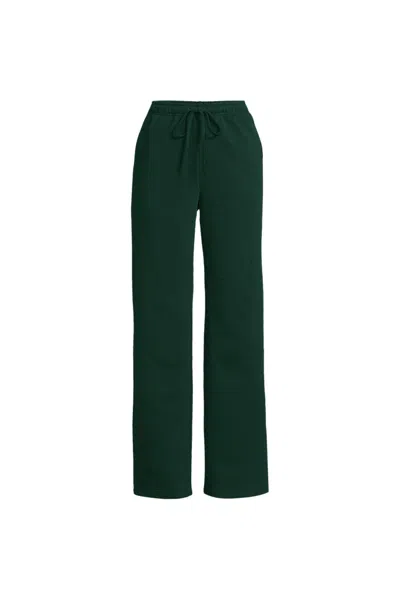 Lands' End Women's Plus Size Serious Sweats High Rise Relaxed Straight Leg Pants - Set Bottom In Green