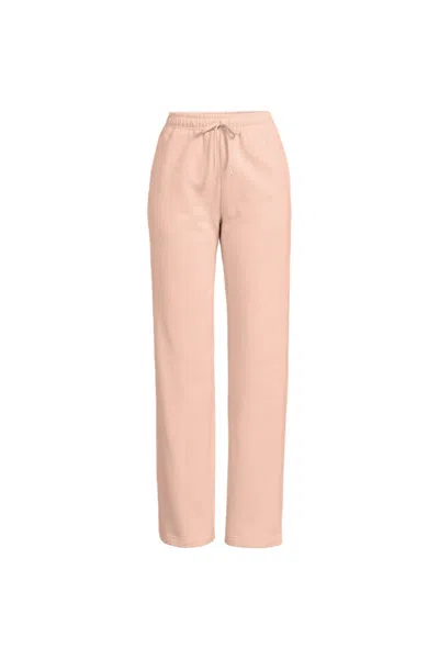 Lands' End Women's Plus Size Serious Sweats High Rise Relaxed Straight Leg Pants - Set Bottom In Pink