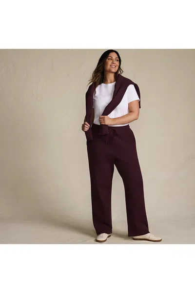 Lands' End Women's Plus Size Serious Sweats High Rise Relaxed Straight Leg Pants - Set Bottom In Burgundy