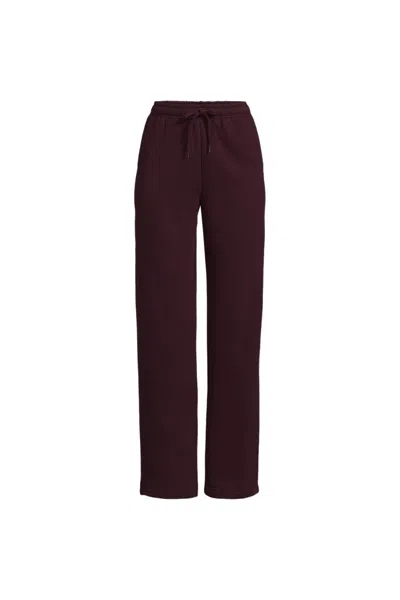 Lands' End Women's Plus Size Serious Sweats High Rise Relaxed Straight Leg Pants - Set Bottom In Burgundy