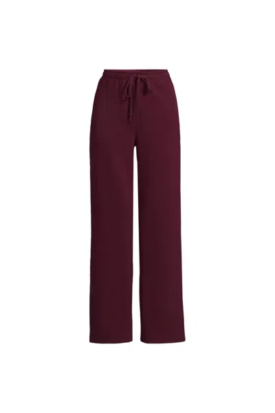 Lands' End Women's Plus Size Serious Sweats High Rise Relaxed Straight Leg Pants - Set Bottom In Red