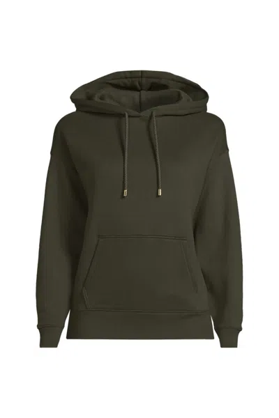 Lands' End Women's Plus Size Serious Sweats Hooded Sweatshirt In Green