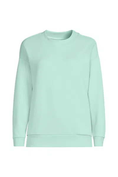 Lands' End Women's Plus Size Serious Sweats Oversized Long Sleeve Crew Neck Sweatshirt - Set Top In Green
