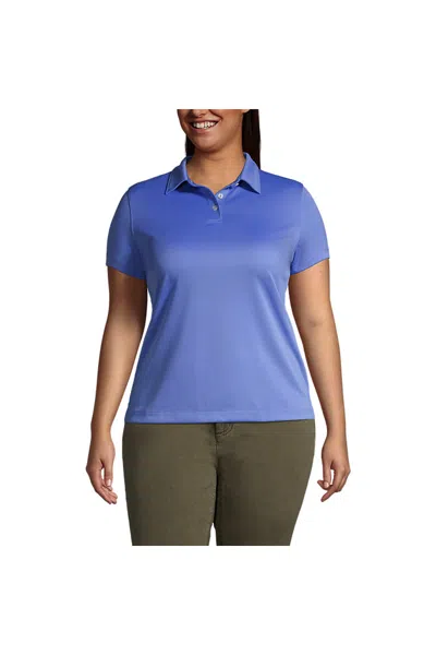 Lands' End Women's Plus Size Short Sleeve Active Pique Polo In Blue