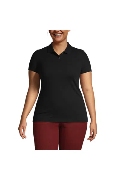Lands' End Women's Plus Size Short Sleeve Basic Mesh Polo Shirt In Multi