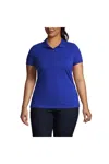 Lands' End Women's Plus Size Short Sleeve Basic Mesh Polo Shirt In Blue