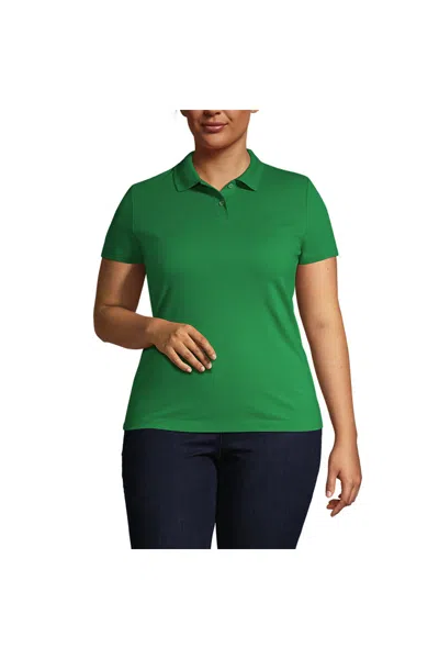 Lands' End Women's Plus Size Short Sleeve Basic Mesh Polo Shirt In Multi