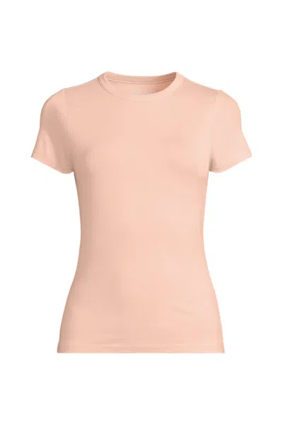 Lands' End Women's Plus Size Short Sleeve Cooling Crew Neck T-shirt In Pink