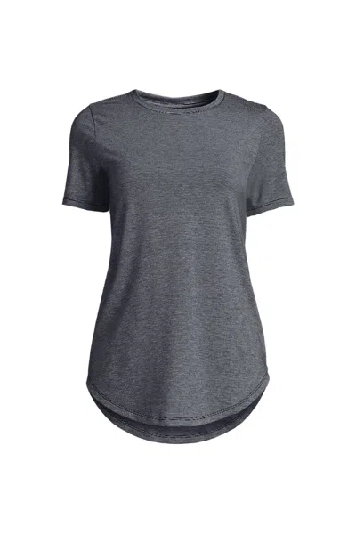 Lands' End Women's Plus Size Short Sleeve Cooling Performance Tunic Tee In Gray