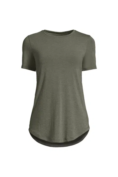 Lands' End Women's Plus Size Short Sleeve Cooling Performance Tunic Tee In Green