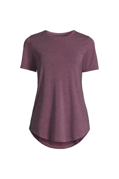 Lands' End Women's Plus Size Short Sleeve Cooling Performance Tunic Tee In Purple