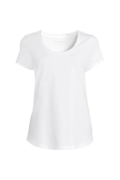 Lands' End Women's Plus Size Short Sleeve Lightweight Jersey Scoop Neck T-shirt In White
