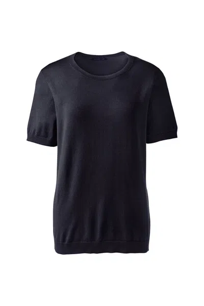 Lands' End Women's Plus Size Short Sleeve Performance Sweater In Blue