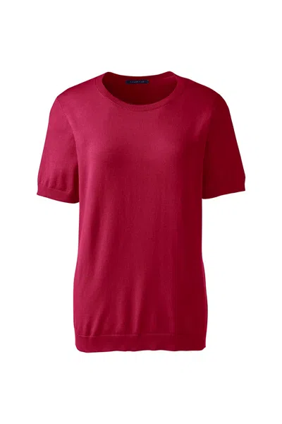 Lands' End Women's Plus Size Short Sleeve Performance Sweater In Burgundy