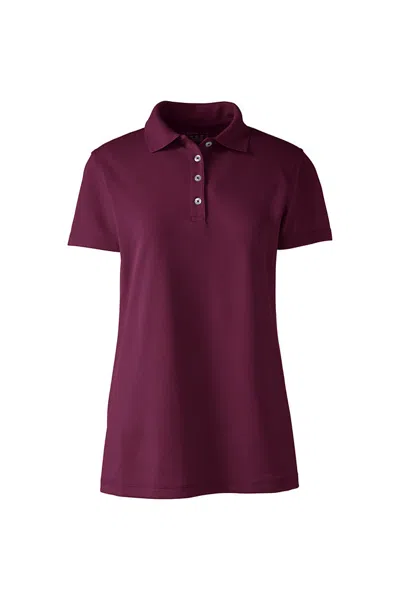 Lands' End Women's Plus Size Short Sleeve Polyester Polo Shirt In Red