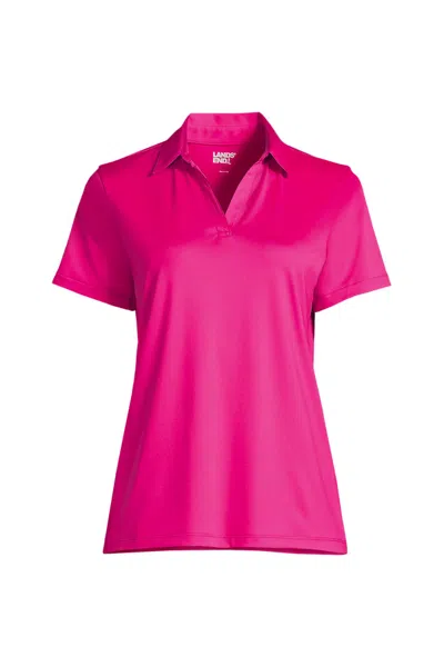 Lands' End Women's Plus Size Short Sleeve Rapid Dry Sport Neck Polo Shirt In Pink