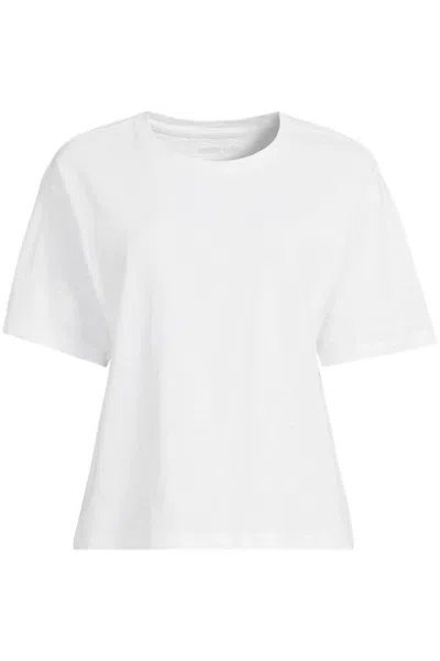 Lands' End Women's Plus Size Short Sleeve Slub Jersey T-shirt In White