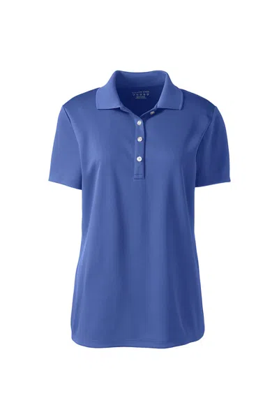 Lands' End Women's Plus Size Short Sleeve Solid Active Polo In Blue
