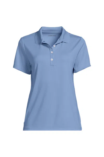 Lands' End Women's Plus Size Short Sleeve Solid Active Polo In Blue