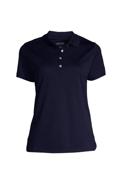 Lands' End Women's Plus Size Short Sleeve Solid Active Polo In Blue