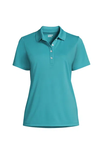 Lands' End Women's Plus Size Short Sleeve Solid Active Polo In Blue