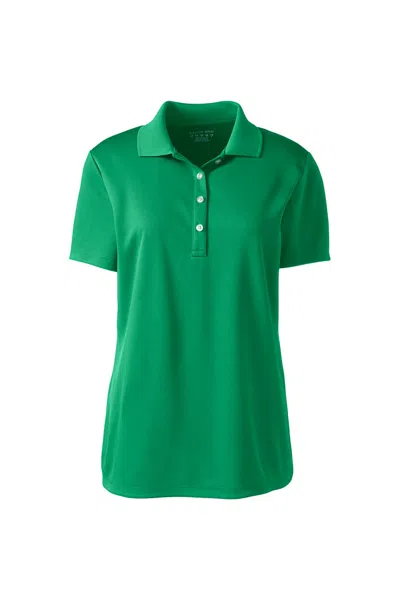 Lands' End Women's Plus Size Short Sleeve Solid Active Polo In Green