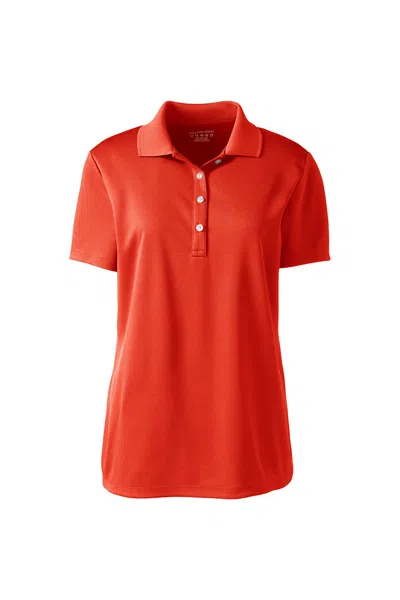 Lands' End Women's Plus Size Short Sleeve Solid Active Polo In Orange