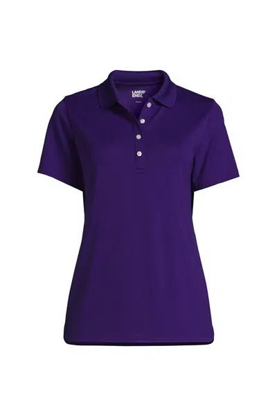 Lands' End Women's Plus Size Short Sleeve Solid Active Polo In Purple