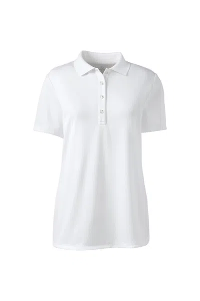 Lands' End Women's Plus Size Short Sleeve Solid Active Polo In White