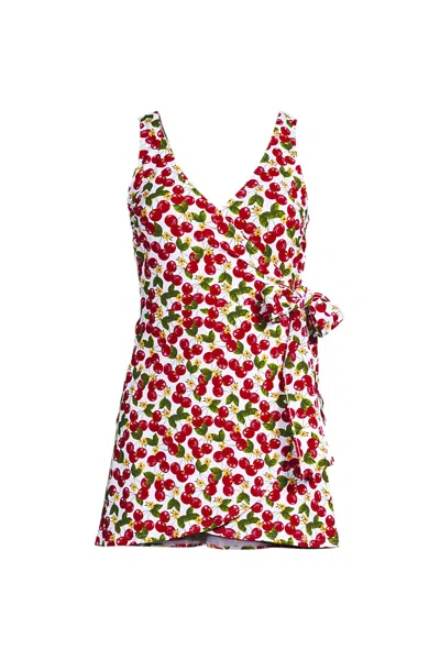 Lands' End Women's Plus Size Side Tie Mini Swim Dress Swimsuit In Multi