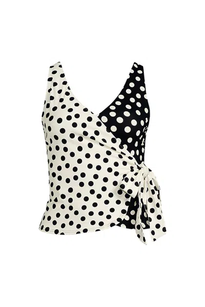 Lands' End Women's Plus Size Side Tie Tankini Top In Black