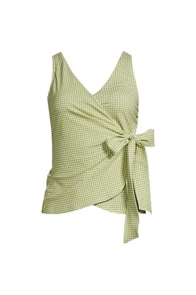 Lands' End Women's Plus Size Side Tie Tankini Top In Multi