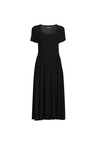 Lands' End Women's Plus Size Silky Knit Sweetheart Midi Dress In Black