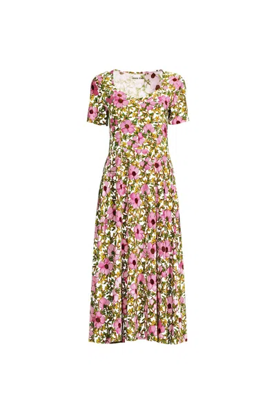 Lands' End Women's Silky Knit Sweetheart Midi Dress In Pink