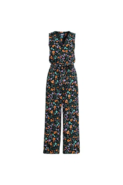 Lands' End Women's Plus Size Sleeveless Creaseless Wrap Jumpsuit In Black