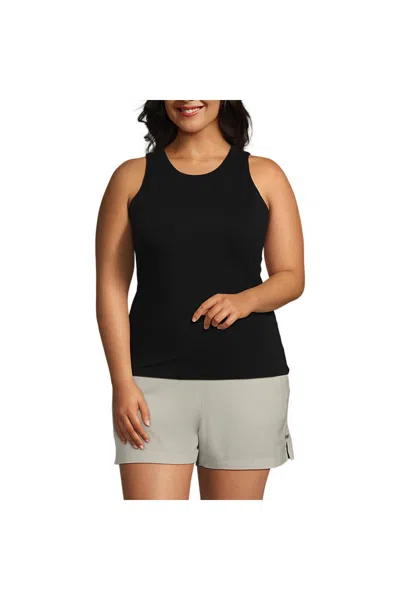 Lands' End Women's Plus Size Slender Tank Top In Black