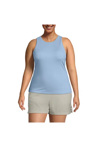 Lands' End Women's Plus Size Slender Tank Top In Blue