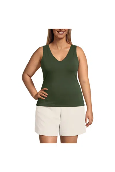 Lands' End Women's Plus Size Slender Tank Top In Green